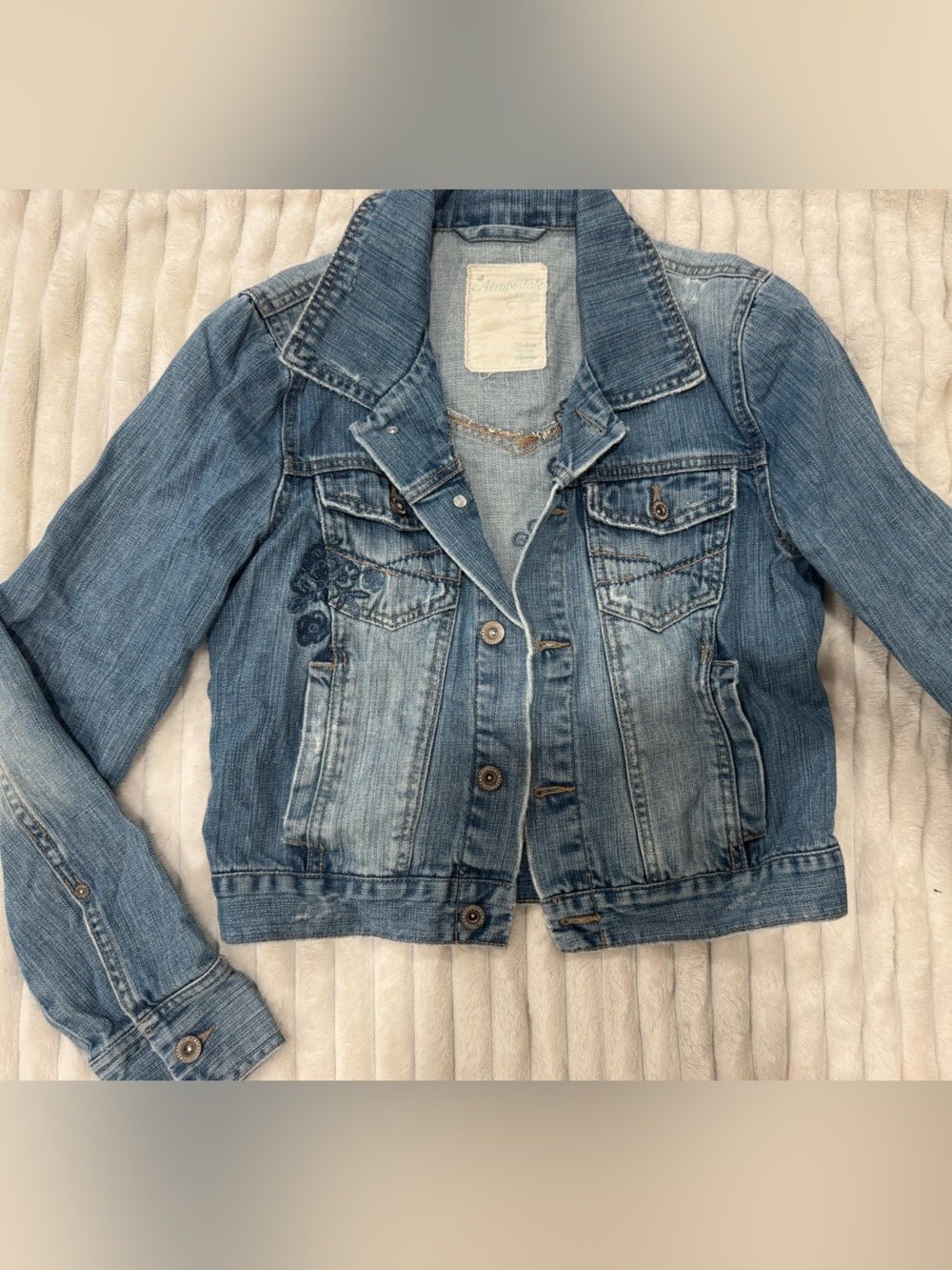 Aeropostale Light Blue Denim Jacket with Embroidered Detail